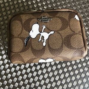 Coach Peanuts Mini Boxy Canvas Cosmetic Case